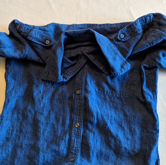 Ralph Lauren Dark Blue Chambray Linen Button Down - Picture 4 of 8
